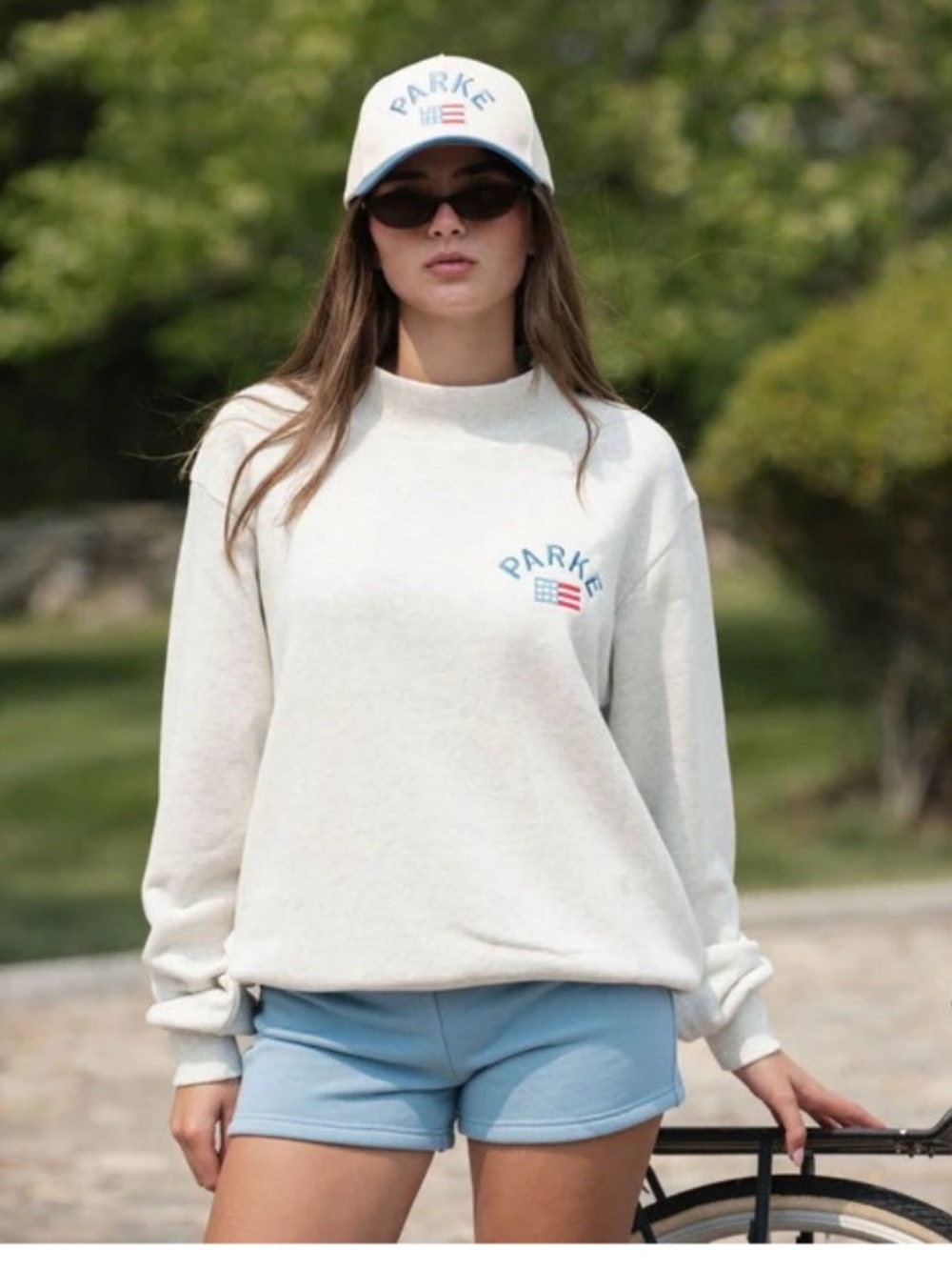 Parker Cream Crew Sweatshirt with Arch Logo